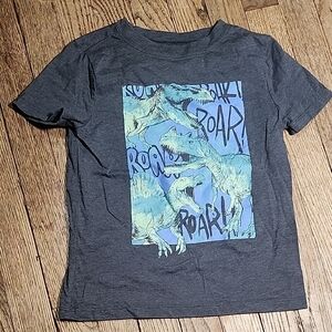 Carter's Charcoal Tee with Blue & Light Green Dinosaur Panel